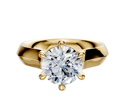 14K Yellow Gold 6 Prong Basket Cathedral Knife Edge 4.0mm Engagement Ring