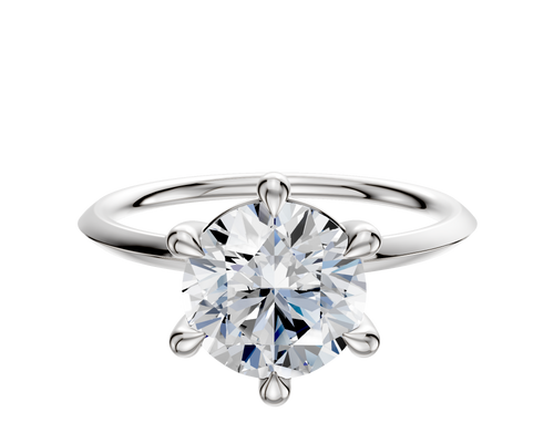 14K White Gold 6 Prong Basket Classic Knife Edge 1.5mm Engagement Ring