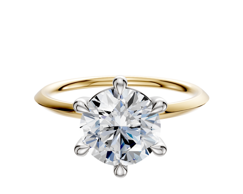 18K Two Tone 6 Prong Basket Classic Knife Edge 1.5mm Engagement Ring