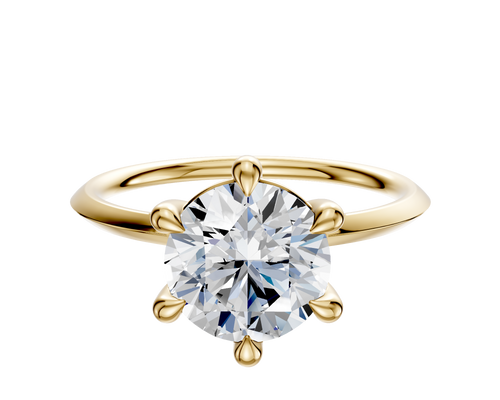 18K Yellow Gold 6 Prong Basket Classic Knife Edge 1.5mm Engagement Ring