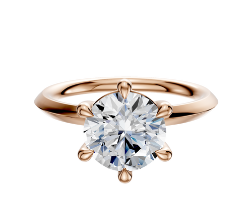 18K Rose Gold 6 Prong Basket Classic Knife Edge 2.0mm Engagement Ring