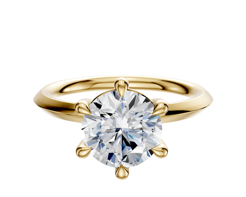 14K Yellow Gold 6 Prong Basket Classic Knife Edge 2.0mm Engagement Ring