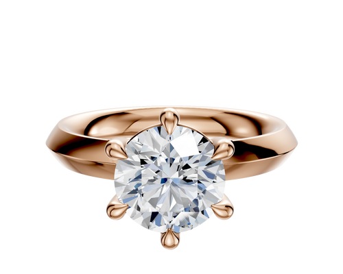 18K Rose Gold 6 Prong Basket Classic Knife Edge 3.0mm Engagement Ring