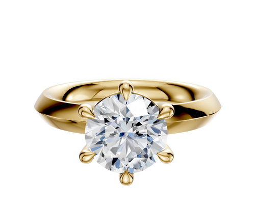 14K Yellow Gold 6 Prong Basket Classic Knife Edge 3.0mm Engagement Ring