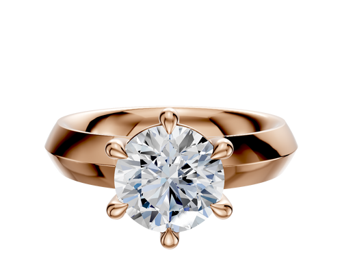 18K Rose Gold 6 Prong Basket Classic Knife Edge 4.0mm Engagement Ring