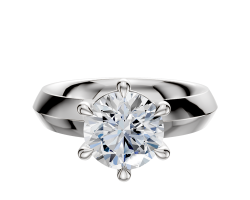 14K White Gold 6 Prong Basket Classic Knife Edge 4.0mm Engagement Ring