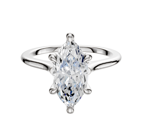 14K White Gold 6 Prong Hidden Halo Cathedral Dome 1.5mm Engagement Ring