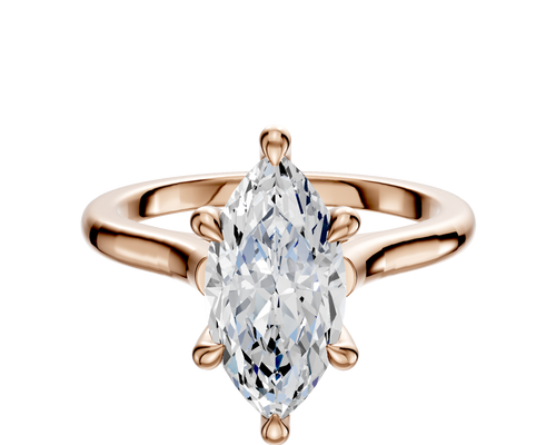 18K Rose Gold 6 Prong Hidden Halo Cathedral Dome 2.0mm Engagement Ring