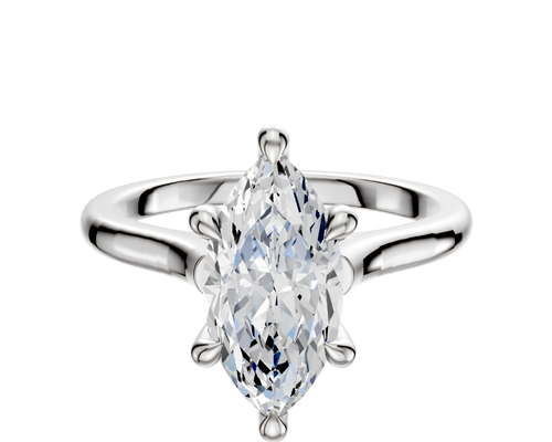 18K White Gold 6 Prong Hidden Halo Cathedral Dome 2.0mm Engagement Ring