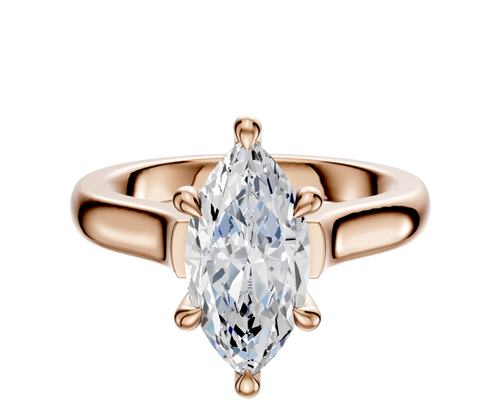 18K Rose Gold 6 Prong Hidden Halo Cathedral Dome 3.0mm Engagement Ring