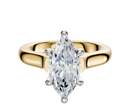 18K Two Tone 6 Prong Hidden Halo Cathedral Dome 3.0mm Engagement Ring
