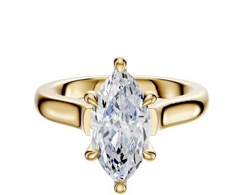 14K Yellow Gold 6 Prong Hidden Halo Cathedral Dome 3.0mm Engagement Ring