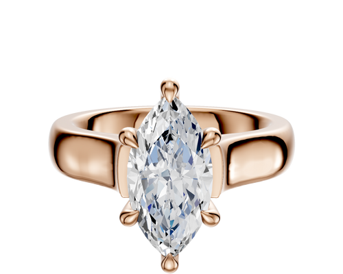 18K Rose Gold 6 Prong Hidden Halo Cathedral Dome 4.0mm Engagement Ring