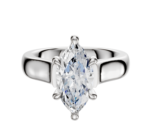 Platinum 6 Prong Hidden Halo Cathedral Dome 4.0mm Engagement Ring