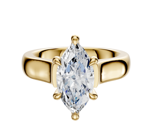 18K Yellow Gold 6 Prong Hidden Halo Cathedral Dome 4.0mm Engagement Ring