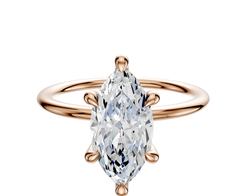 18K Rose Gold 6 Prong Hidden Halo Classic Dome 1.5mm Engagement Ring