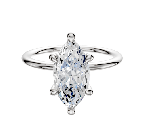 18K White Gold 6 Prong Hidden Halo Classic Dome 1.5mm Engagement Ring