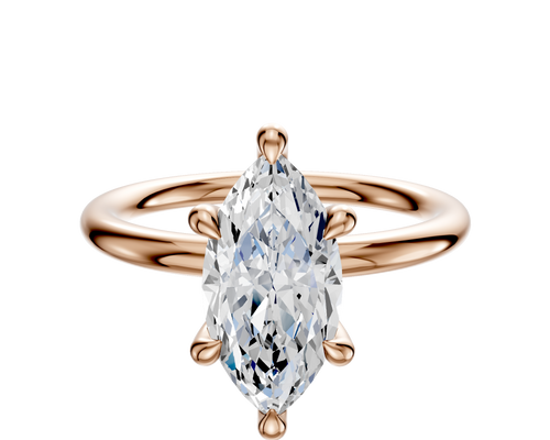 18K Rose Gold 6 Prong Hidden Halo Classic Dome 2.0mm Engagement Ring