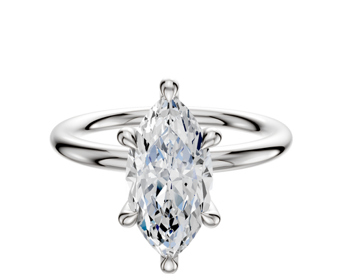 Platinum 6 Prong Hidden Halo Classic Dome 2.0mm Engagement Ring