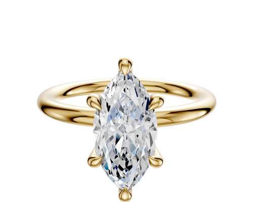 14K Yellow Gold 6 Prong Hidden Halo Classic Dome 2.0mm Engagement Ring