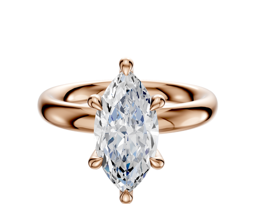 18K Rose Gold 6 Prong Hidden Halo Classic Dome 3.0mm Engagement Ring