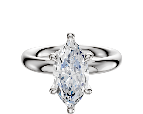 14K White Gold 6 Prong Hidden Halo Classic Dome 3.0mm Engagement Ring
