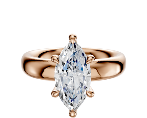 18K Rose Gold 6 Prong Hidden Halo Classic Dome 4.0mm Engagement Ring
