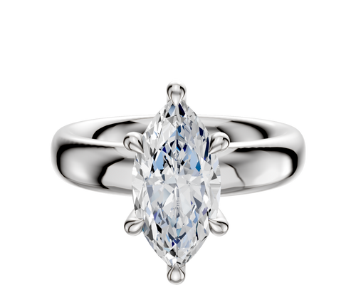 14K White Gold 6 Prong Hidden Halo Classic Dome 4.0mm Engagement Ring