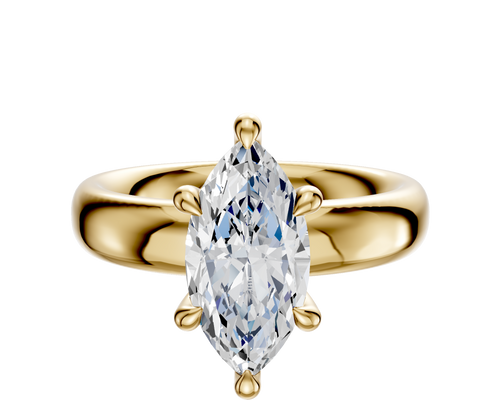 14K Yellow Gold 6 Prong Hidden Halo Classic Dome 4.0mm Engagement Ring