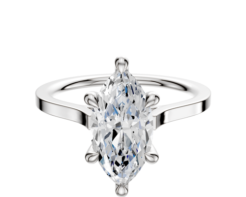 18K White Gold 6 Prong Hidden Halo Cathedral Flat 1.5mm Engagement Ring