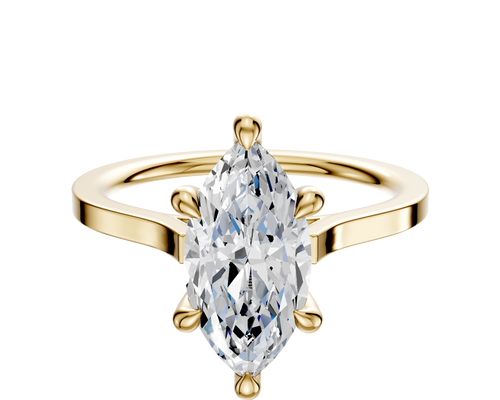 14K Yellow Gold 6 Prong Hidden Halo Cathedral Flat 1.5mm Engagement Ring