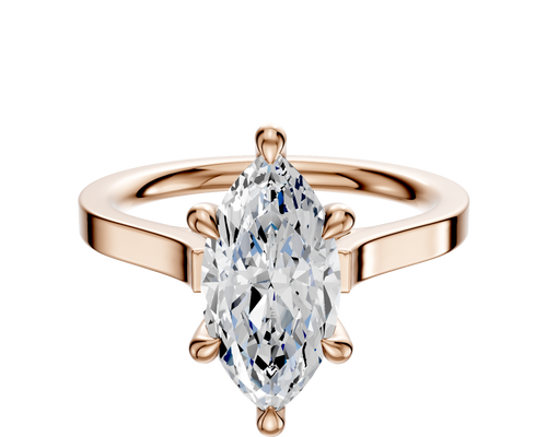 18K Rose Gold 6 Prong Hidden Halo Cathedral Flat 2.0mm Engagement Ring