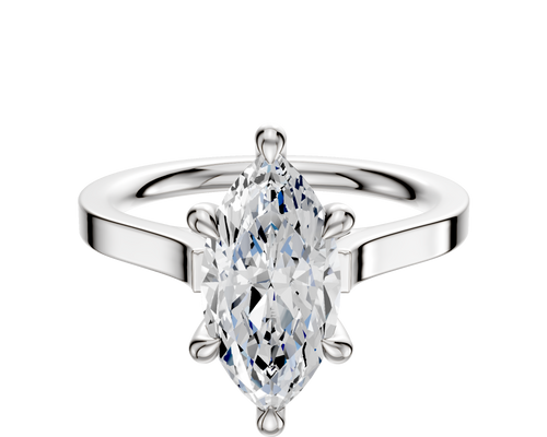 14K White Gold 6 Prong Hidden Halo Cathedral Flat 2.0mm Engagement Ring