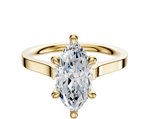14K Yellow Gold 6 Prong Hidden Halo Cathedral Flat 2.0mm Engagement Ring
