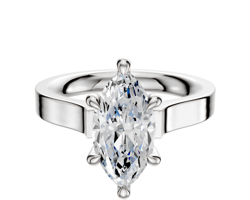 18K White Gold 6 Prong Hidden Halo Cathedral Flat 3.0mm Engagement Ring