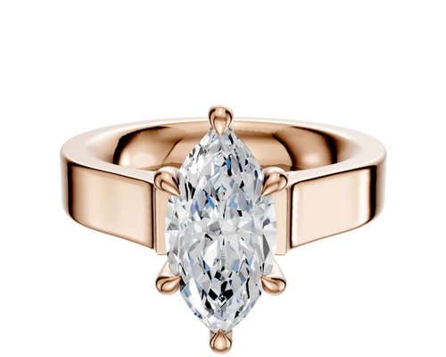 18K Rose Gold 6 Prong Hidden Halo Cathedral Flat 4.0mm Engagement Ring