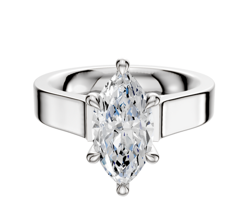 14K White Gold 6 Prong Hidden Halo Cathedral Flat 4.0mm Engagement Ring