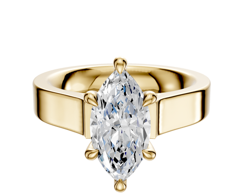 14K Yellow Gold 6 Prong Hidden Halo Cathedral Flat 4.0mm Engagement Ring