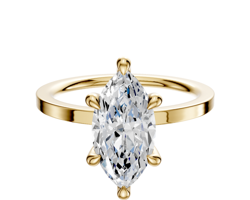 18K Yellow Gold 6 Prong Hidden Halo Classic Flat 1.5mm Engagement Ring