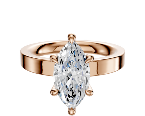 18K Rose Gold 6 Prong Hidden Halo Classic Flat 3.0mm Engagement Ring