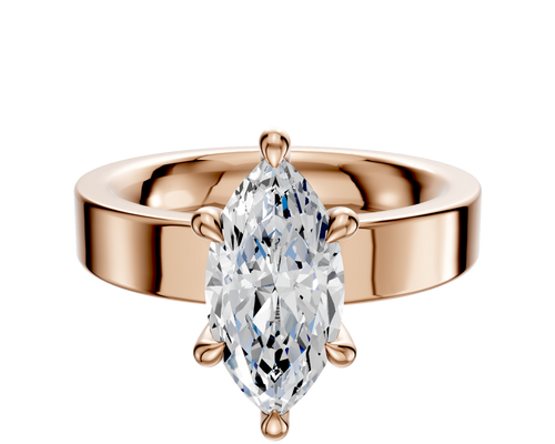 14K Rose Gold 6 Prong Hidden Halo Classic Flat 4.0mm Engagement Ring