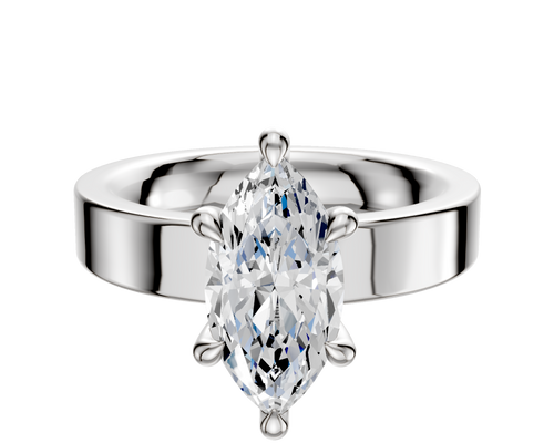 Platinum 6 Prong Hidden Halo Classic Flat 4.0mm Engagement Ring