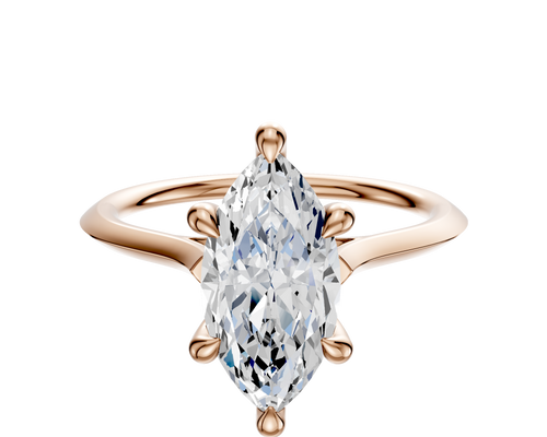 18K Rose Gold 6 Prong Hidden Halo Cathedral Knife Edge 1.5mm Engagement Ring