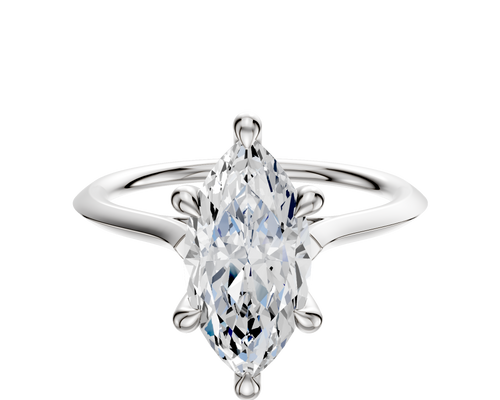 14K White Gold 6 Prong Hidden Halo Cathedral Knife Edge 1.5mm Engagement Ring