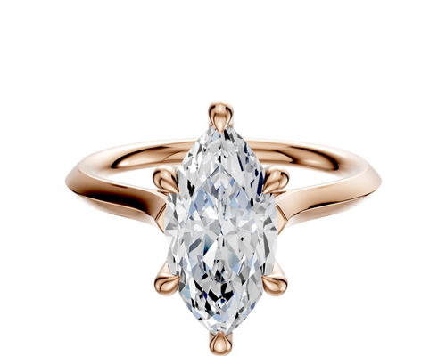 18K Rose Gold 6 Prong Hidden Halo Cathedral Knife Edge 2.0mm Engagement Ring