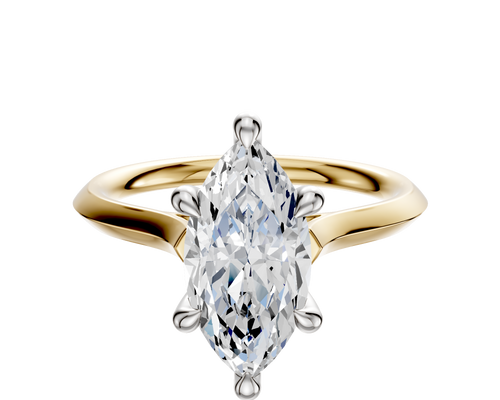 14K Two Tone 6 Prong Hidden Halo Cathedral Knife Edge 2.0mm Engagement Ring