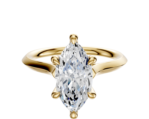 14K Yellow Gold 6 Prong Hidden Halo Cathedral Knife Edge 2.0mm Engagement Ring