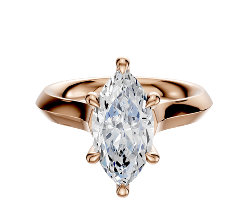18K Rose Gold 6 Prong Hidden Halo Cathedral Knife Edge 3.0mm Engagement Ring