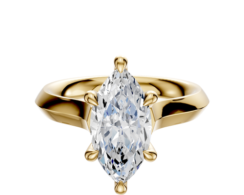 14K Yellow Gold 6 Prong Hidden Halo Cathedral Knife Edge 3.0mm Engagement Ring