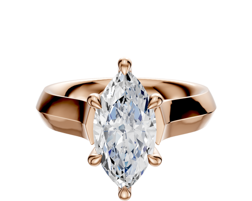 18K Rose Gold 6 Prong Hidden Halo Cathedral Knife Edge 4.0mm Engagement Ring